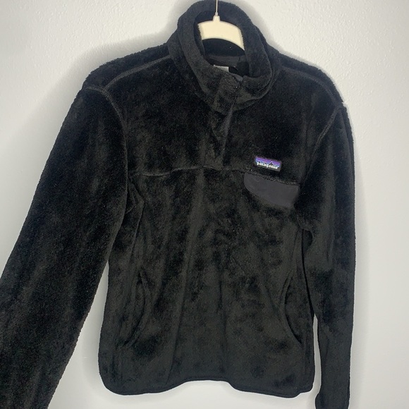 Patagonia polartec thermal synchilla 1/4 tsnap black fleece women’s medium - Picture 1 of 5